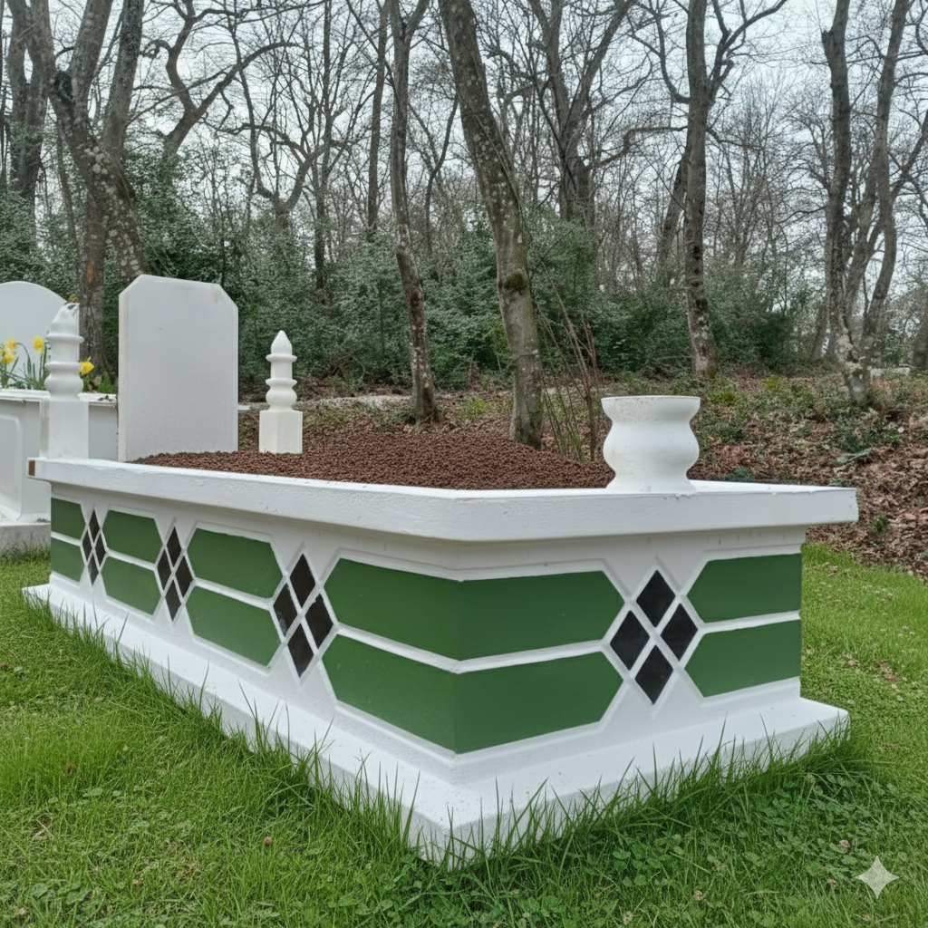 (PREMIUM) MEVLANA YEŞİLİ SİYAH RENKLİ MOZAİK MEZAR (MERMER MİNARE VE SULUKLU)